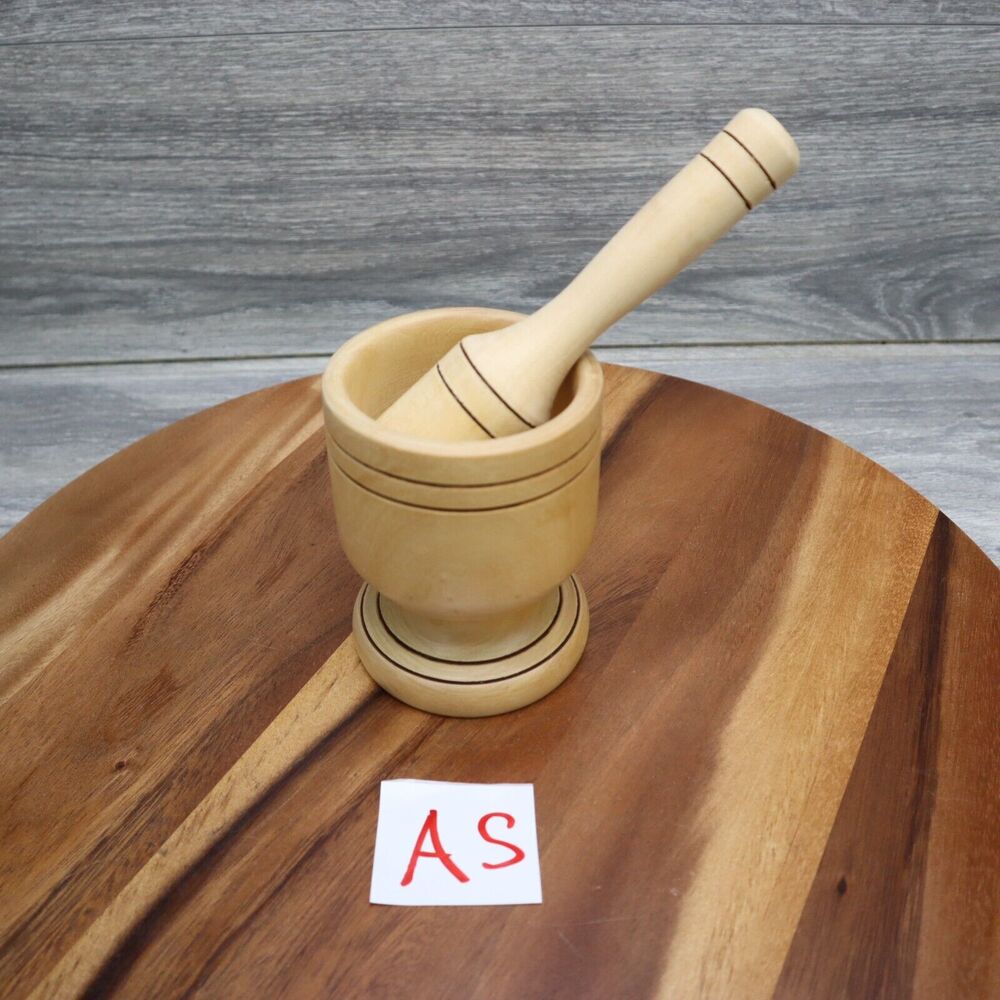 Mortar and Pestle Wooden Medium 5in Tall 3in Bowl Diameter